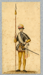 32628 Afbeelding van een kostuumontwerp van de hoofdman van de Utrechtse Schutterij, Hendrick van Eemskerck, figurant ...